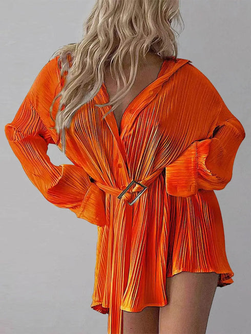 'Amara' Button Up Dropped Shoulder Shirt Dress - Celes Fashion